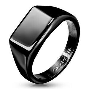 Wide Square Flat Top Black PVD‎ Plated Stainless Steel Ring size 6